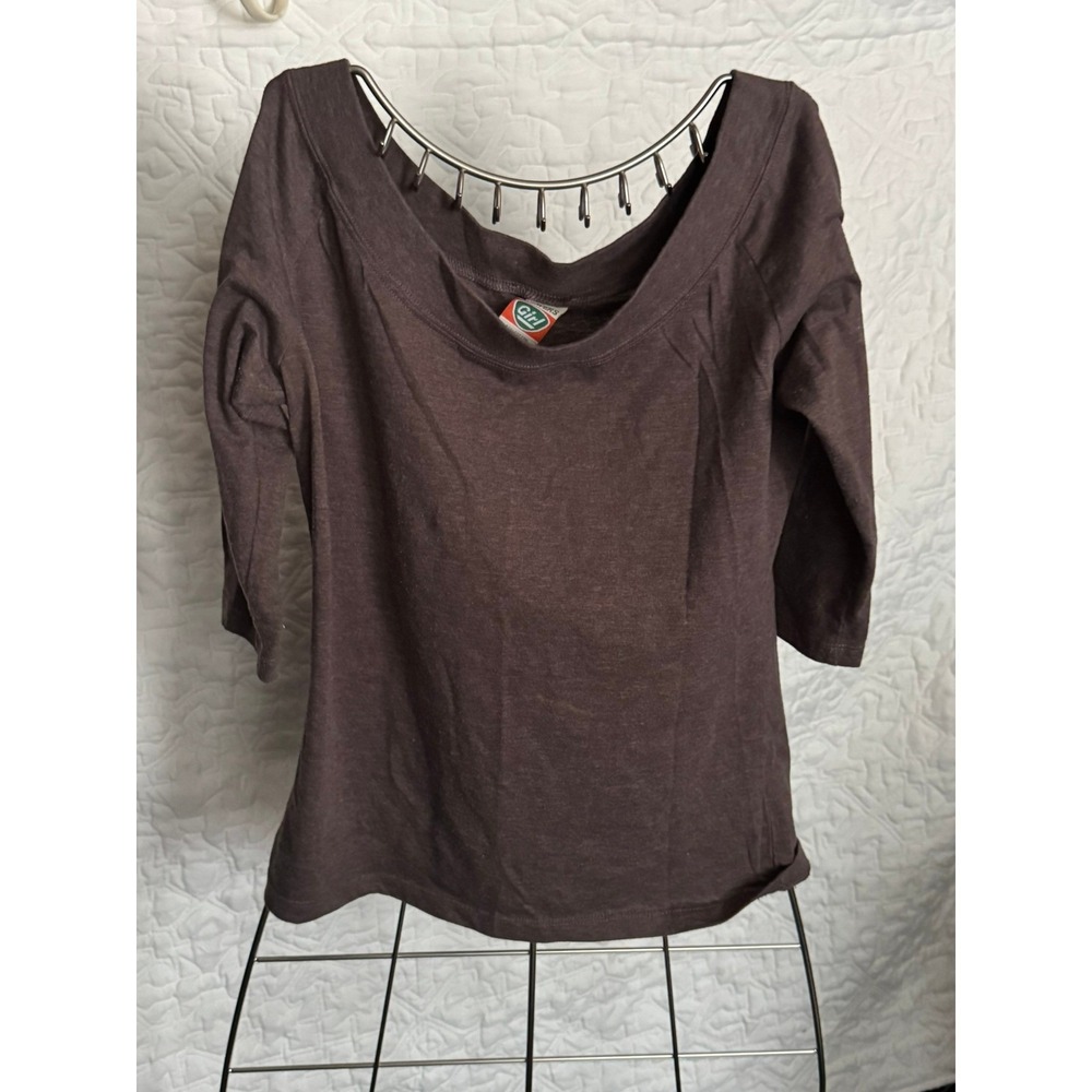 Girl Skateboards Weavers Brown Scoop Neck 3/4 Sleeve Top Large Skate Streetwear